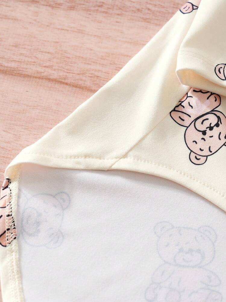 1pc Cute Bear Pattern Bow Tie Pet Shirt For Small Dog Cat, Suitable For Spring & Autumn