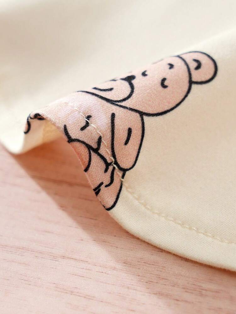 1pc Cute Bear Pattern Bow Tie Pet Shirt For Small Dog Cat, Suitable For Spring & Autumn