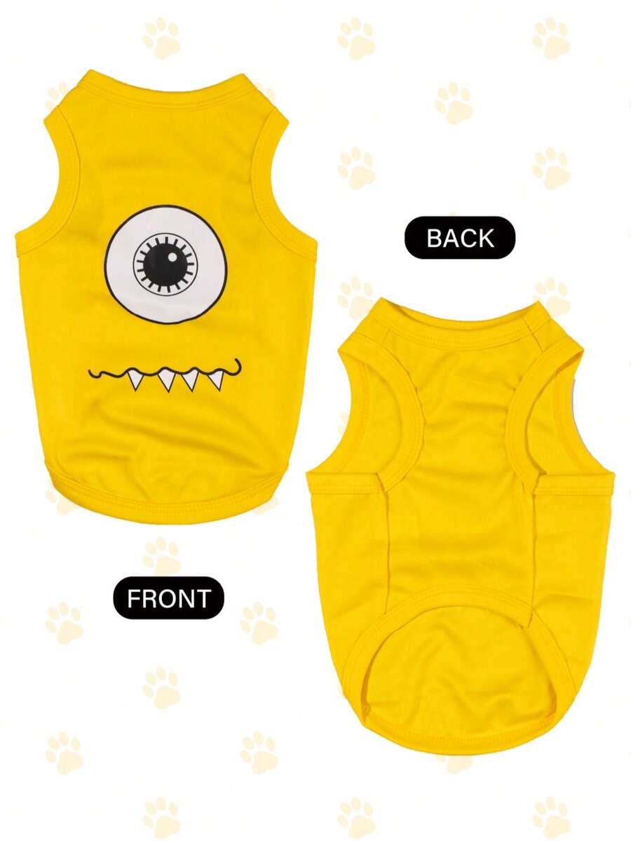 1pc Red Monster Graphic Print Vest, Anti-Flea & Hair Loss, Insulation & Breathable, Suitable for Indoor & Outdoor Cats and Dogs