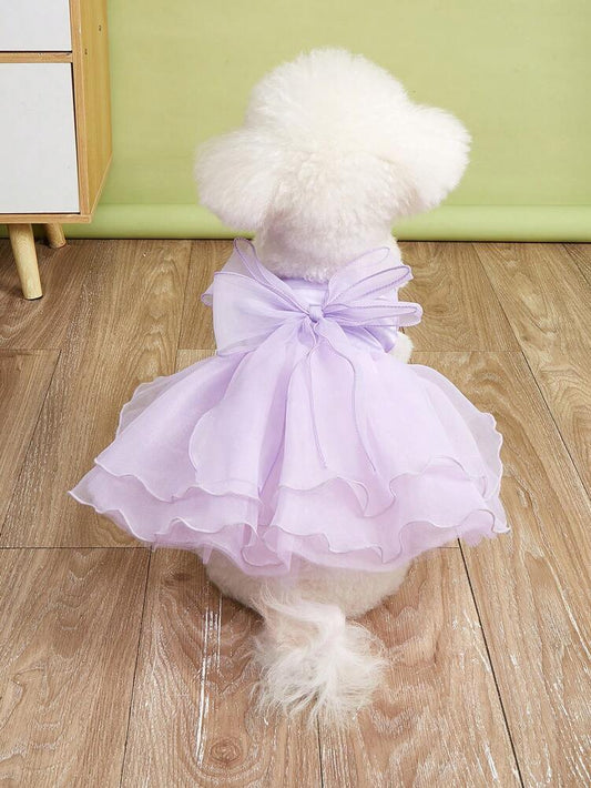 Purple Pet Cat and Dog Wedding Dress – Wedding Party Photo Style Organza Puffy Mesh Mini Skirt