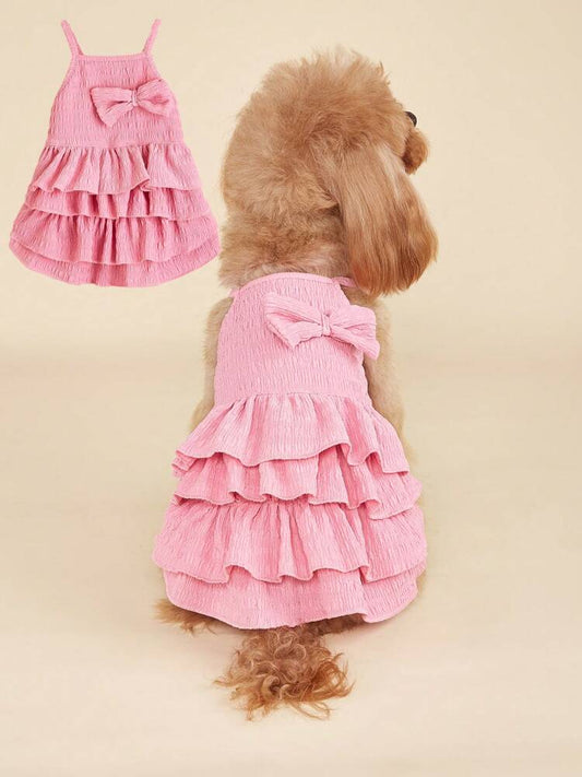 1pc Spring/Summer Thin Dog/Cat Tutu Dress With Ruffled Layers And Cake Design For Small Dogs Teddy