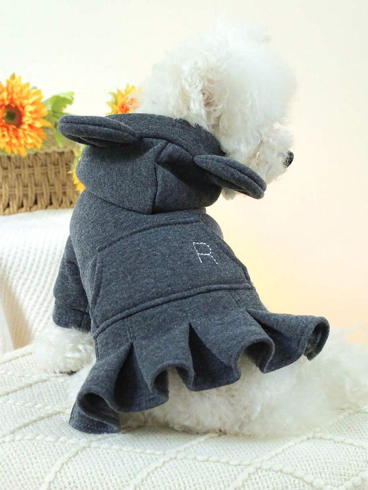 1pc Pet Clothes With Hoodie And Ears, Cute Dog/Cat Dress