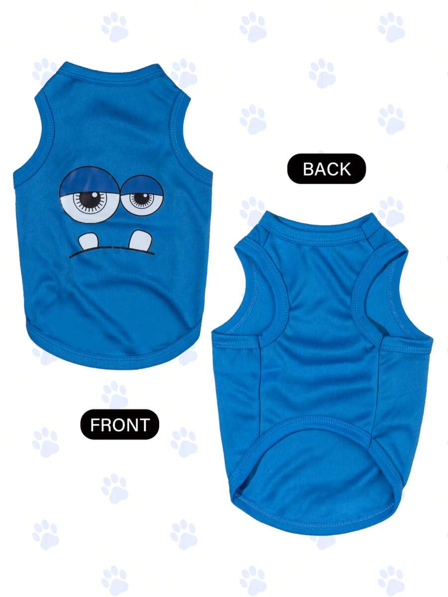 1pc Red Monster Graphic Print Vest, Anti-Flea & Hair Loss, Insulation & Breathable, Suitable for Indoor & Outdoor Cats and Dogs