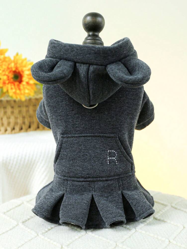 1pc Pet Clothes With Hoodie And Ears, Cute Dog/Cat Dress