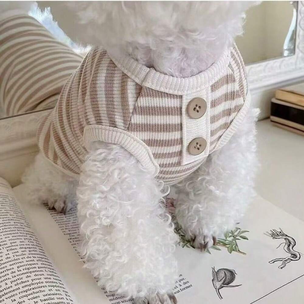 Simple Striped Spring/Summer Puppy Dog Knit Vest – Teddy Bichon Bear, Small and Medium-Sized Dog & Cat Clothes