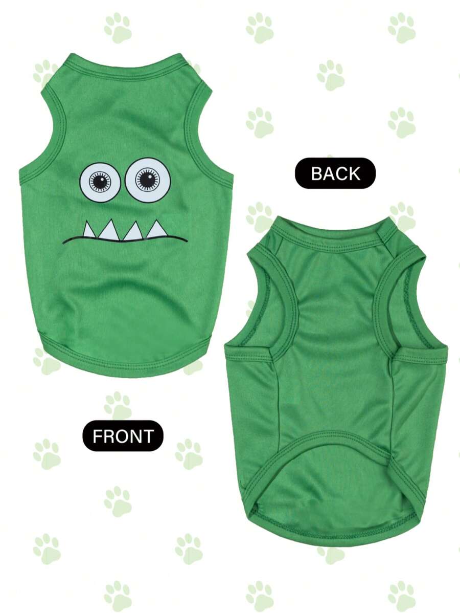 1pc Red Monster Graphic Print Vest, Anti-Flea & Hair Loss, Insulation & Breathable, Suitable for Indoor & Outdoor Cats and Dogs