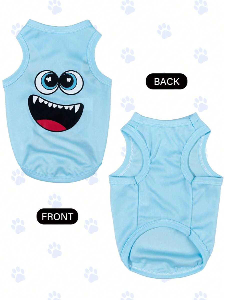 1pc Red Monster Graphic Print Vest, Anti-Flea & Hair Loss, Insulation & Breathable, Suitable for Indoor & Outdoor Cats and Dogs