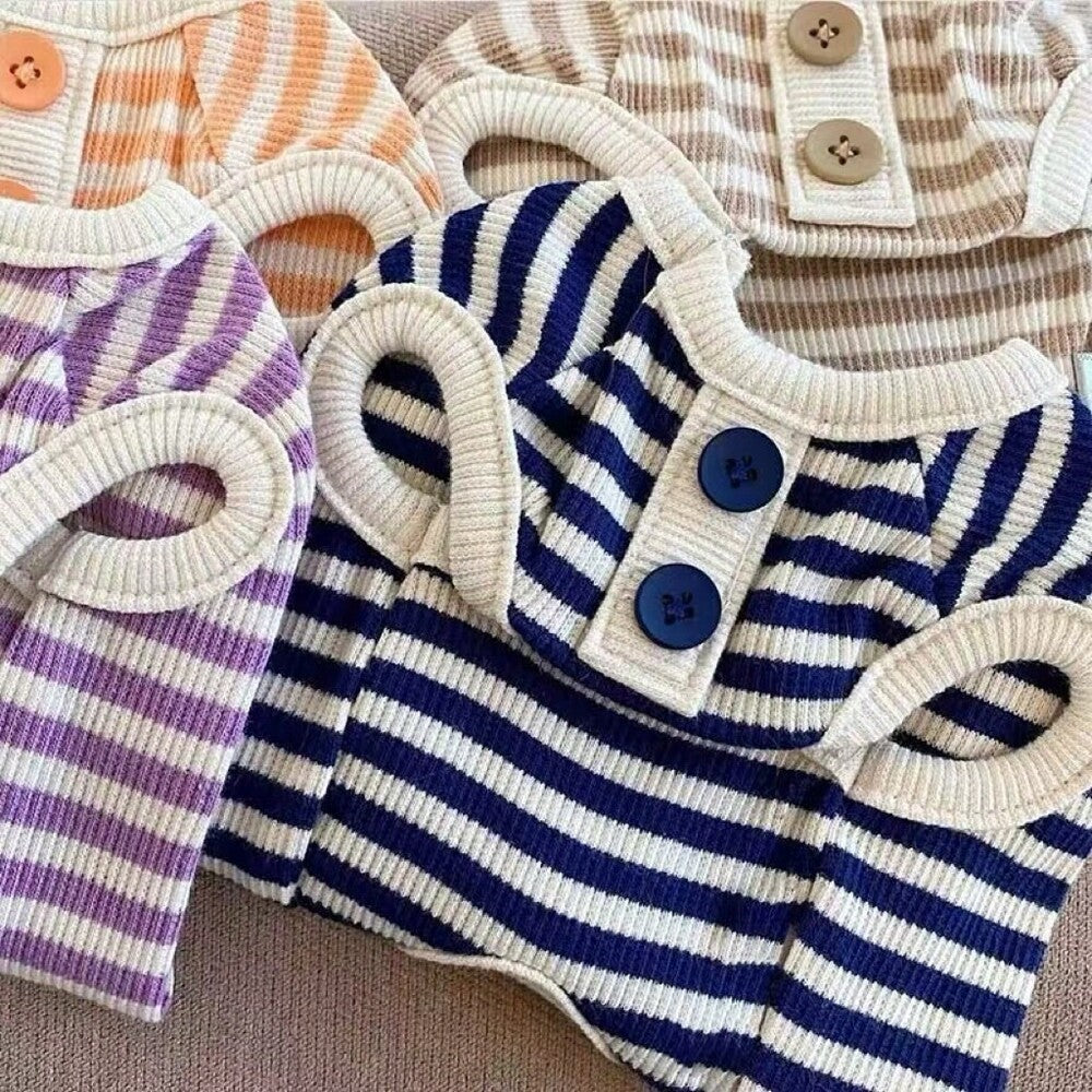 Simple Striped Spring/Summer Puppy Dog Knit Vest – Teddy Bichon Bear, Small and Medium-Sized Dog & Cat Clothes