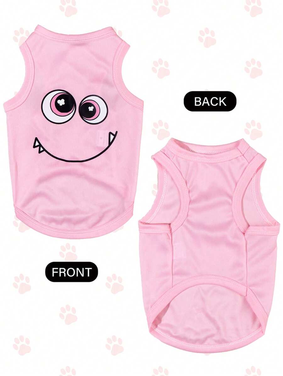 1pc Red Monster Graphic Print Vest, Anti-Flea & Hair Loss, Insulation & Breathable, Suitable for Indoor & Outdoor Cats and Dogs
