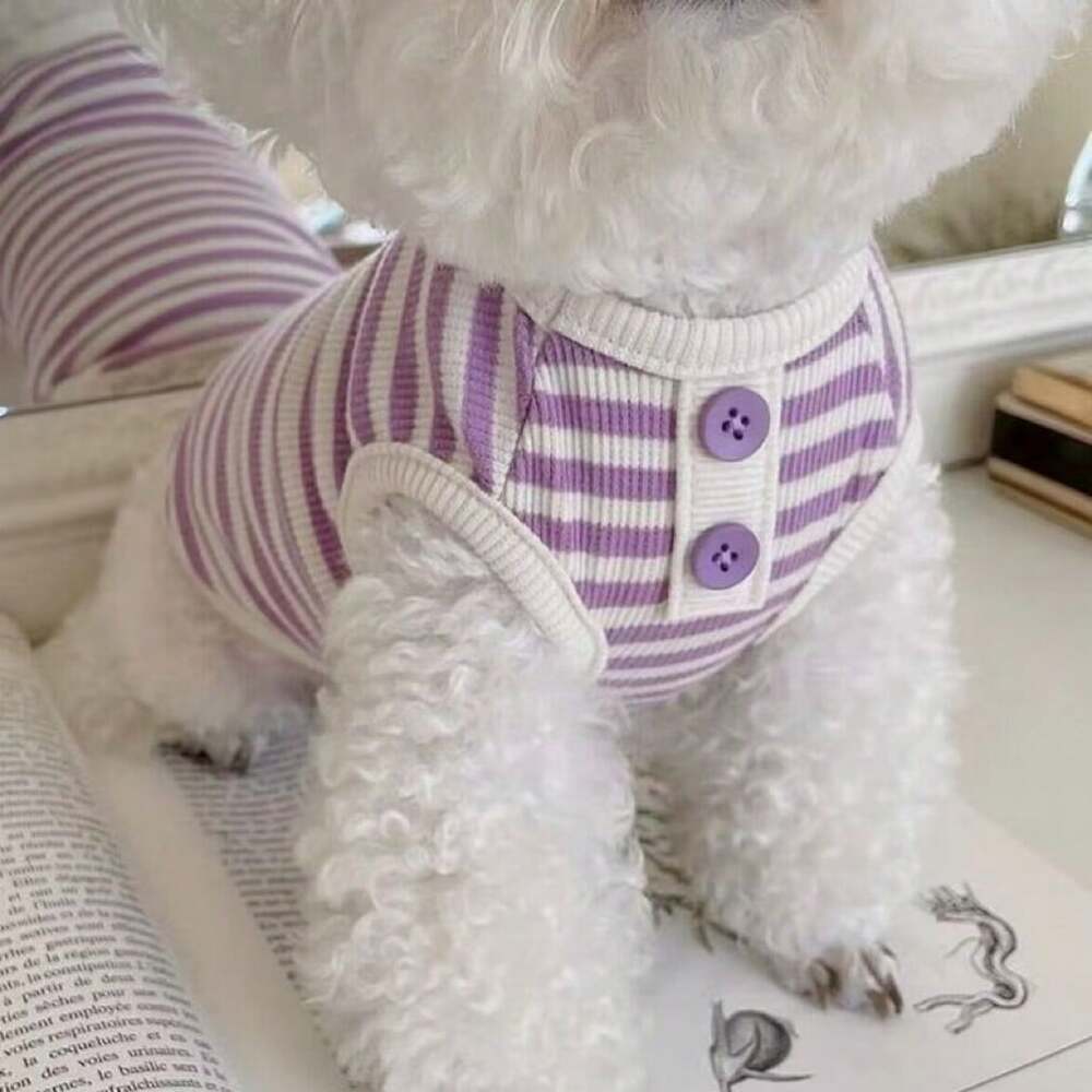 Simple Striped Spring/Summer Puppy Dog Knit Vest – Teddy Bichon Bear, Small and Medium-Sized Dog & Cat Clothes
