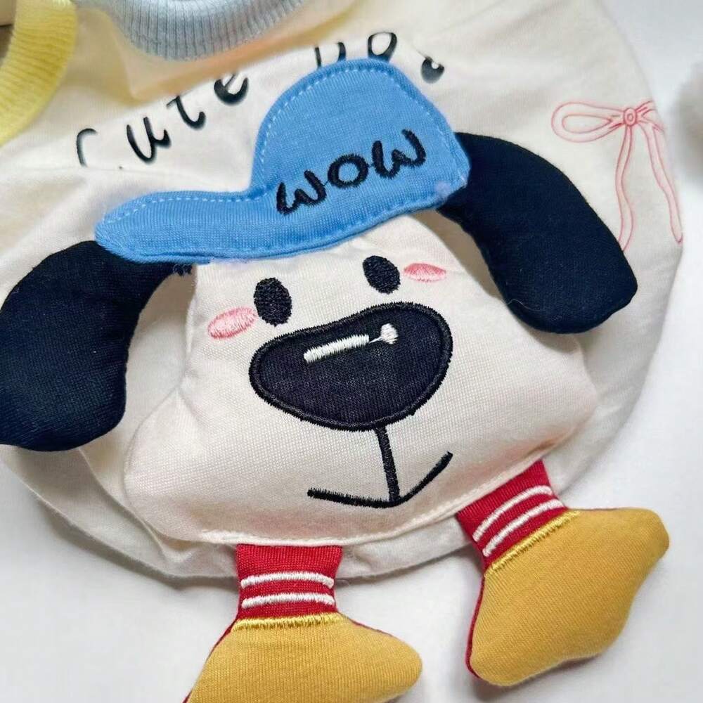 1pc Cartoon Pet Dog Cat Vest Shirt – Thin Breathable Elastic, 3D Dog & Rabbit Design for Small Pets, Spring/Summer Wear