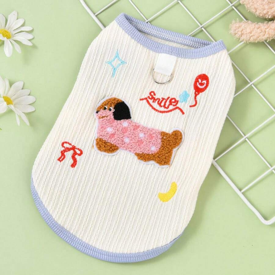 1pc Cute Princess Dress for Cats & Small Dogs – Lightweight Sleeveless Ombre Vest with Dog Patch Design