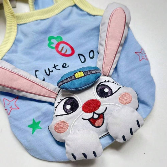 1pc Cartoon Pet Dog Cat Vest Shirt – Thin Breathable Elastic, 3D Dog & Rabbit Design for Small Pets, Spring/Summer Wear