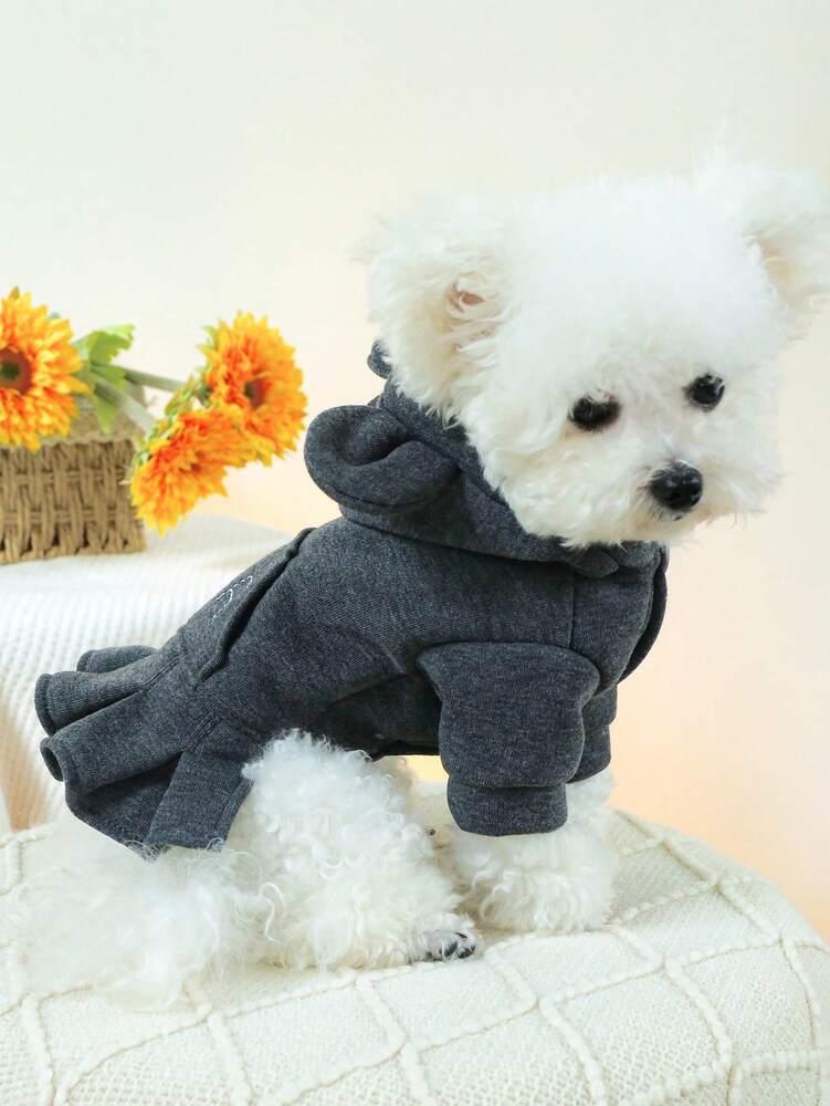 1pc Pet Clothes With Hoodie And Ears, Cute Dog/Cat Dress