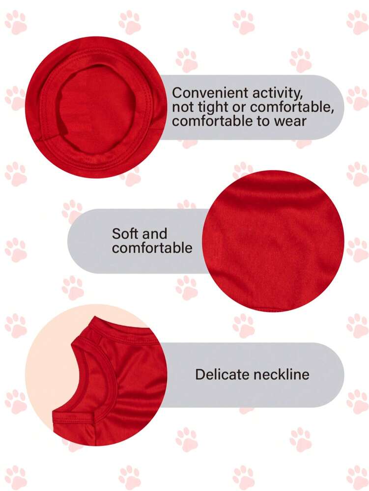 1pc Red Monster Graphic Print Vest, Anti-Flea & Hair Loss, Insulation & Breathable, Suitable for Indoor & Outdoor Cats and Dogs