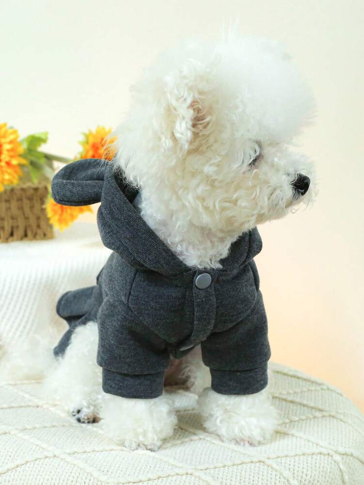 1pc Pet Clothes With Hoodie And Ears, Cute Dog/Cat Dress