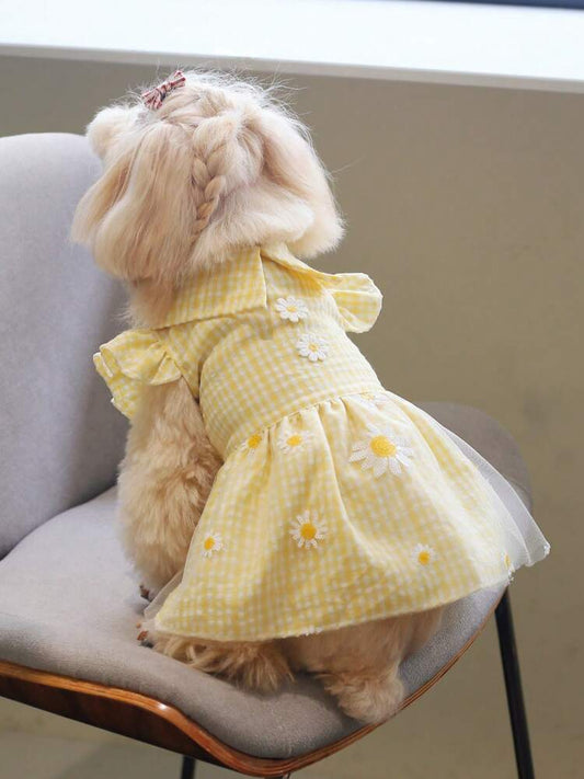 PETSIN Purple Plaid Cute Princess Dress, Countryside Style Pet Dress