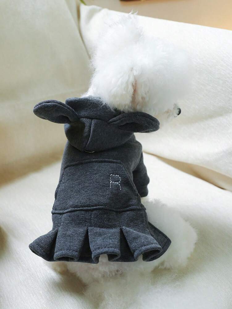 1pc Pet Clothes With Hoodie And Ears, Cute Dog/Cat Dress
